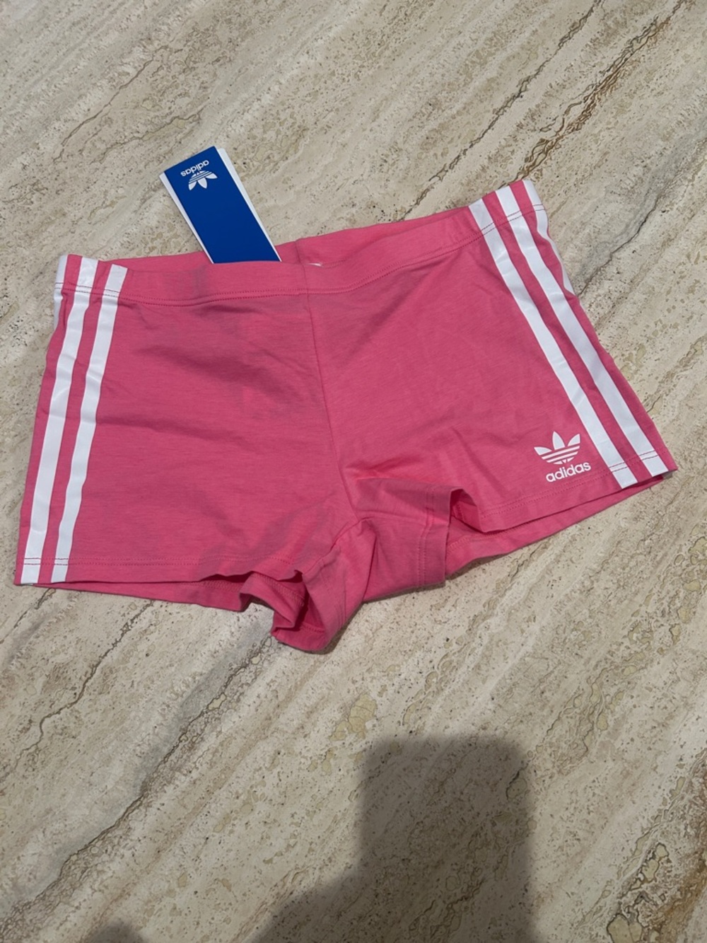 NEW 🆕 adidas Women’s Hot Pink Three-Stripe Shortie Shorts size S